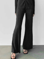 Texture Long Sleeve Top and Pants Lounge Set - Ladyez
