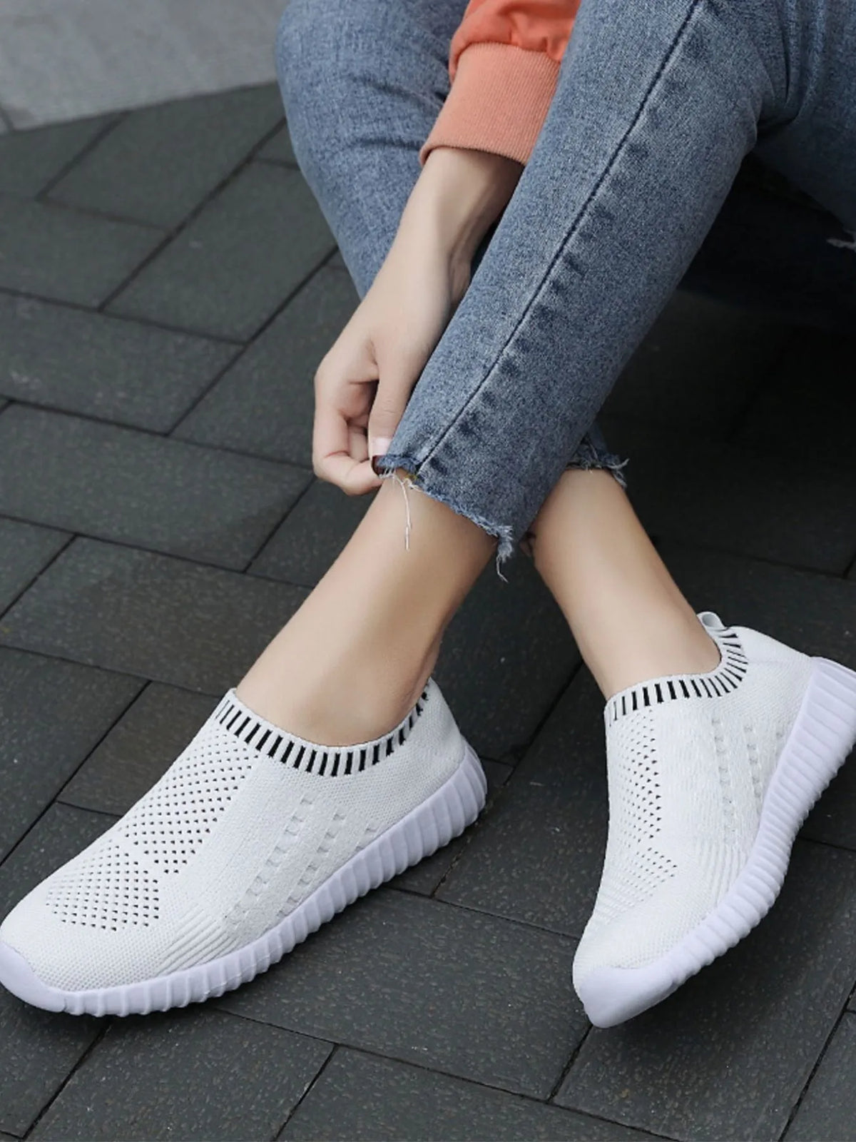 Breathable Mesh Round Toe Slip-Ons - Ladyez