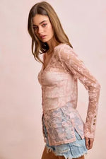 BiBi Bow Pattern Shrried V-neck Mesh Cardigan Top