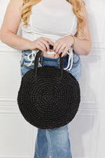 Justin Taylor Beach Date Straw Rattan Handbag in Black - Ladyez