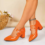 Point Toe Block Heels Pumps