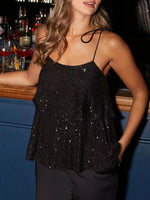 Full Size Sequin Tie Shoulder Cami Plus Size