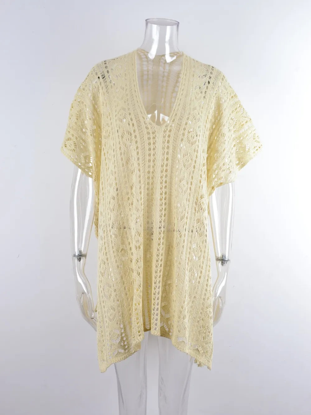 Angel Wings Cutout V-Neck Cover-Up with Tassel - Ladyez
