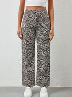 Leopard Print Wide Leg Jeans - Ladyez