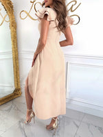 Surplice Ruffled Cap Sleeve Dress - Ladyez