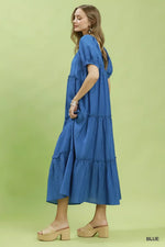 Umgee Textured Tiered Midi Dress
