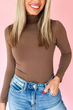 Slim Fit High Neck Long Sleeve Basic Top
