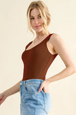 And The Why Ribbed Square Neck Bodysuit - Ladyez