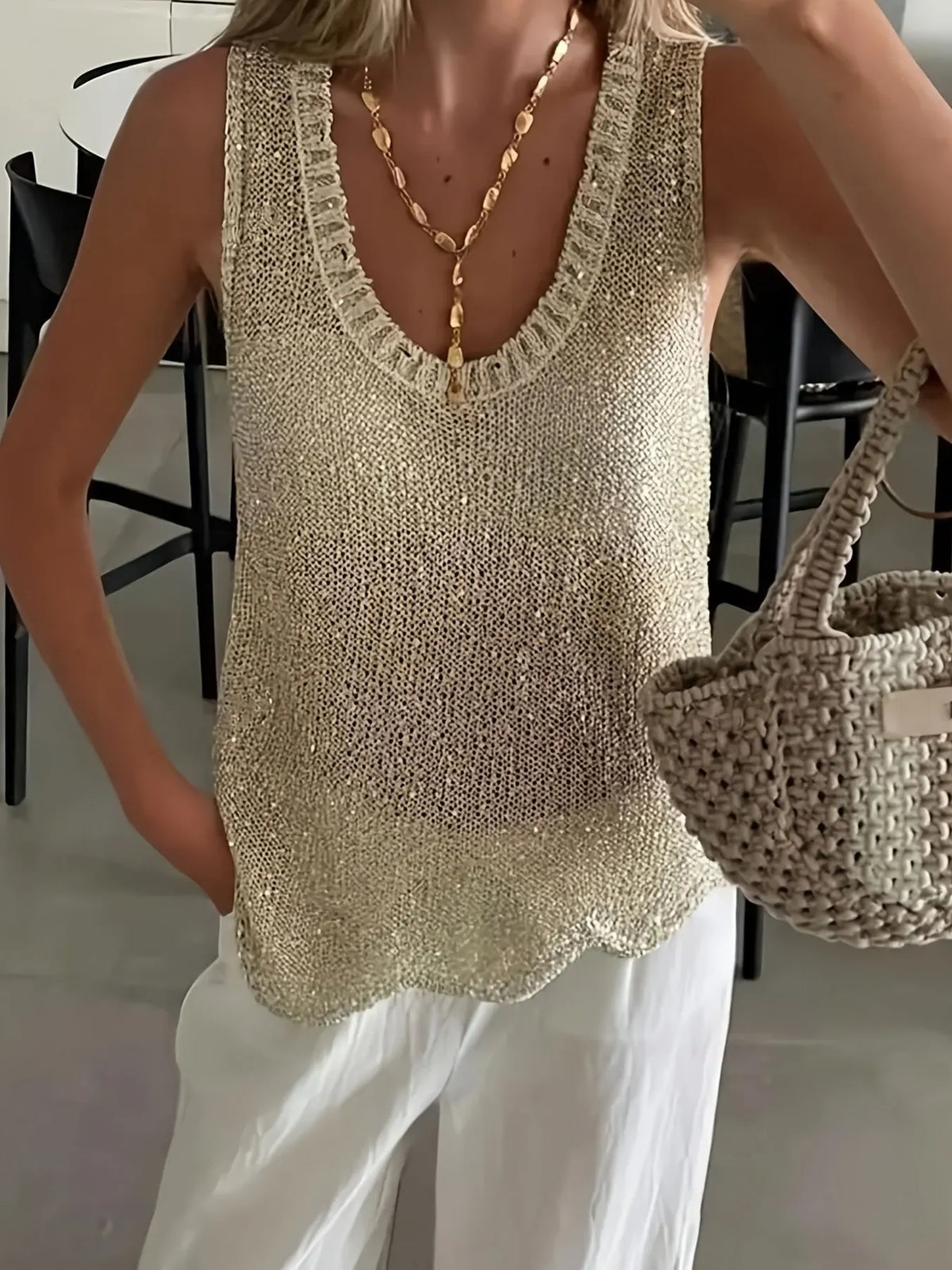 Scoop Neck Sweater Vest