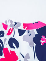 Printed Notched Neck Flutter Sleeve Mini Dress - Ladyez
