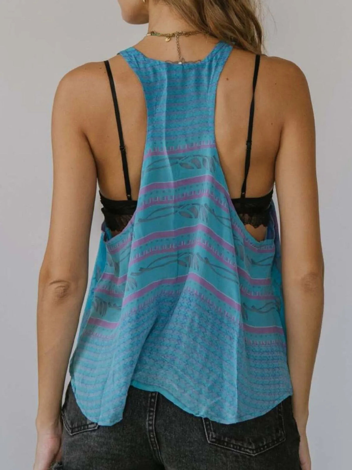 Printed Scoop Neck Tank - Ladyez