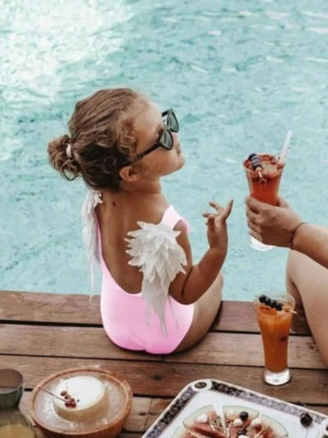 Backless Wide Strap Parent-Child Swimwear