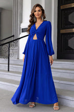 Twist Front Cutout Long Sleeve Dress - Ladyez