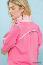 Umgee Striped Collar Popover Top