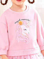 Children's Unicorn Graphic Sweatshirt Tulle Tutu Dress