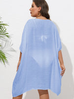 Crochet Trim V-Neck Beach Cover Up Dress - Ladyez