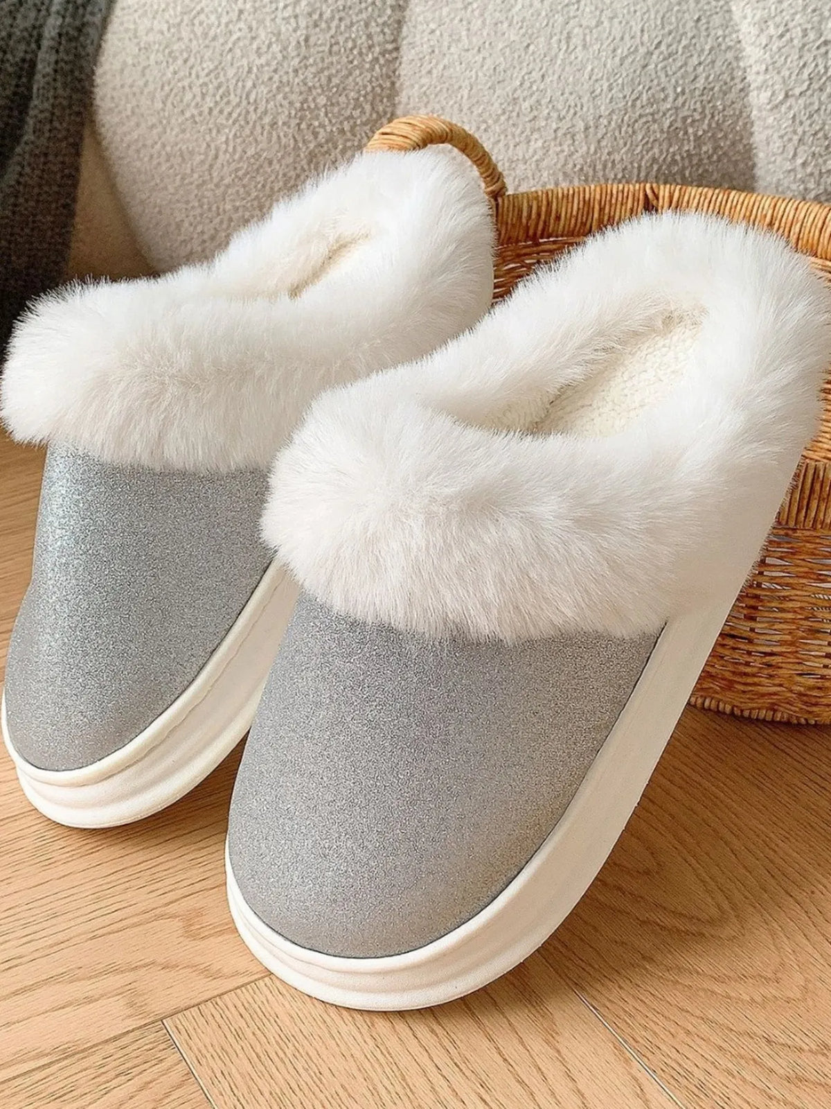 Faux Fur Lined Winter Slippers - Ladyez