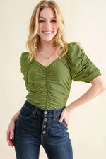 And The Why Buttery Soft Ruched Detailed Jersey Bodysuit - Ladyez