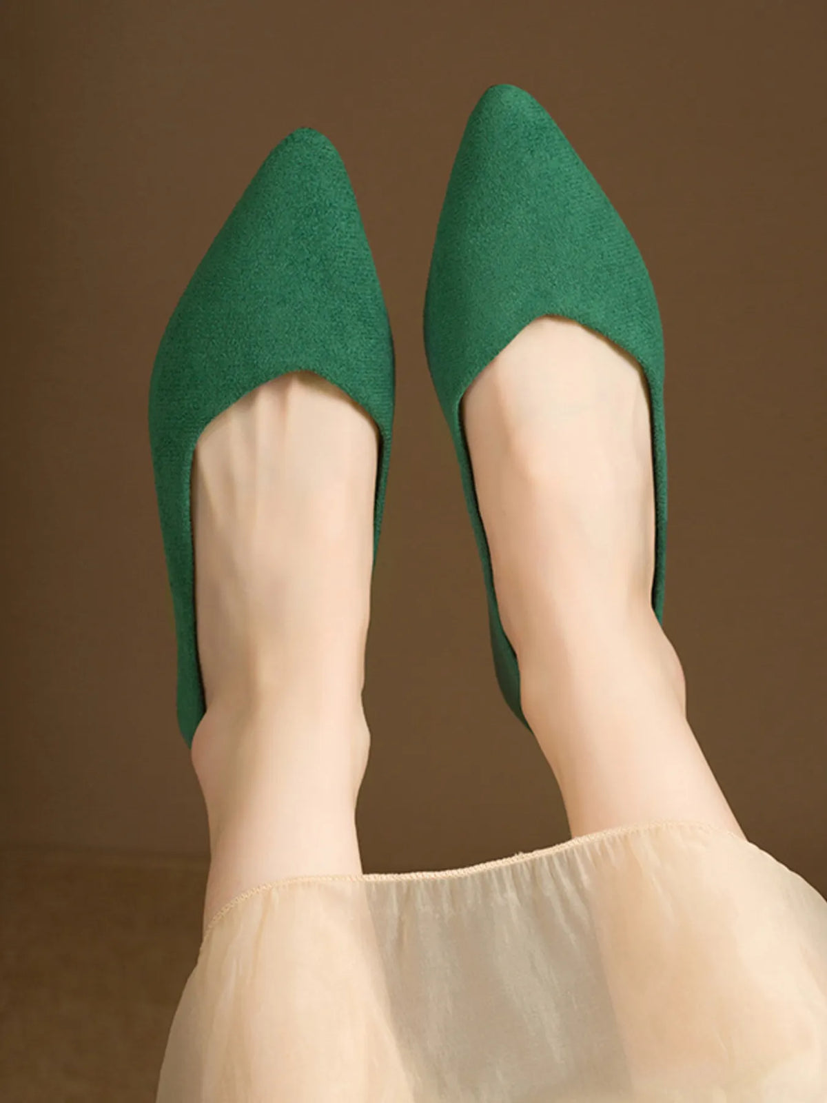 Solid Color Point Toe Slip-Ons