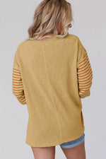 Colorblock Striped Bishop Sleeve Top