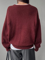 Full Size Cozy Knit Round Neck Oversized Sweater Plus Size