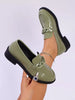Round Toe Chain Detail Loafers