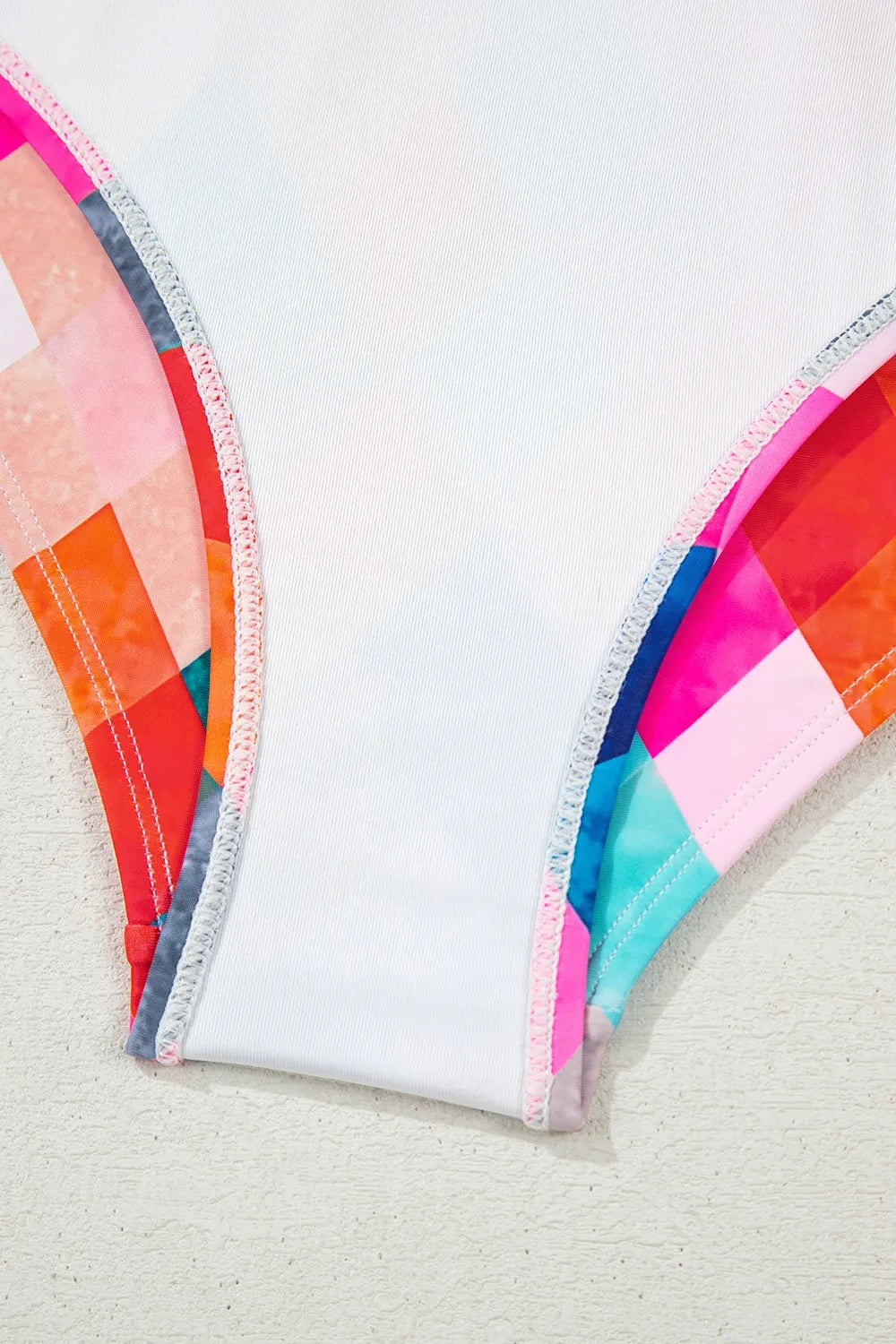 Multicolor Plaid Print Square Neck Frill Sleeveless Backless One-Piece Swimwear - Ladyez