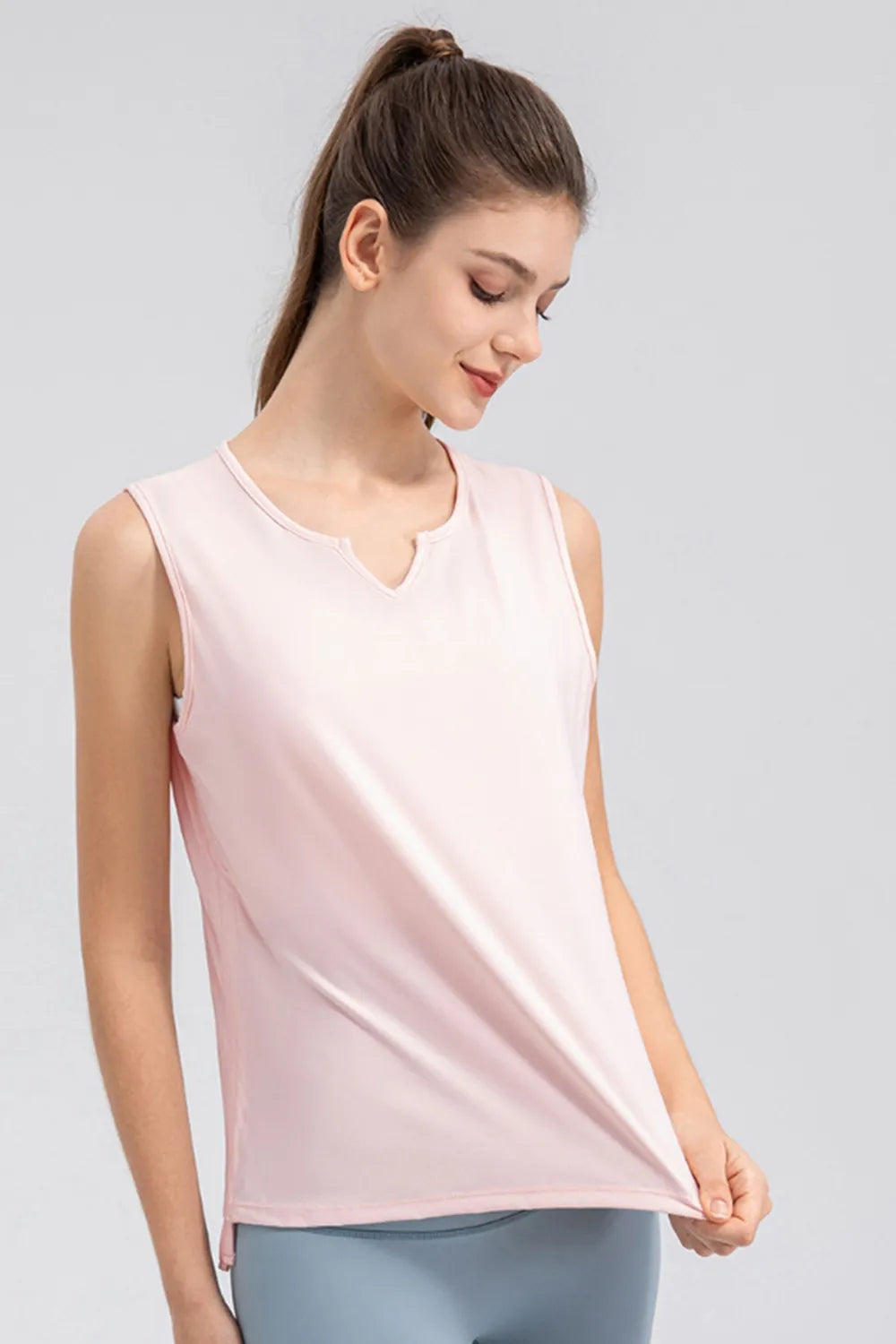 Notched Wide Strap Active Tank - Ladyez