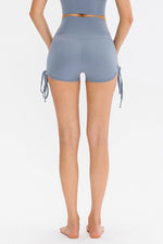 Drawstring Wide Waistband Side Tie Sports Shorts - Ladyez