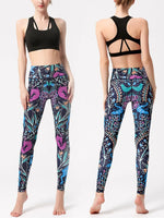 Printed High Waist Active Leggings - Ladyez