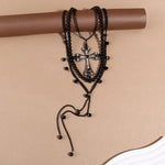 Pearl Cross Pendant Necklace 3 Piece Set
