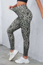 Leopard Print Wide Waistband Leggings - Ladyez