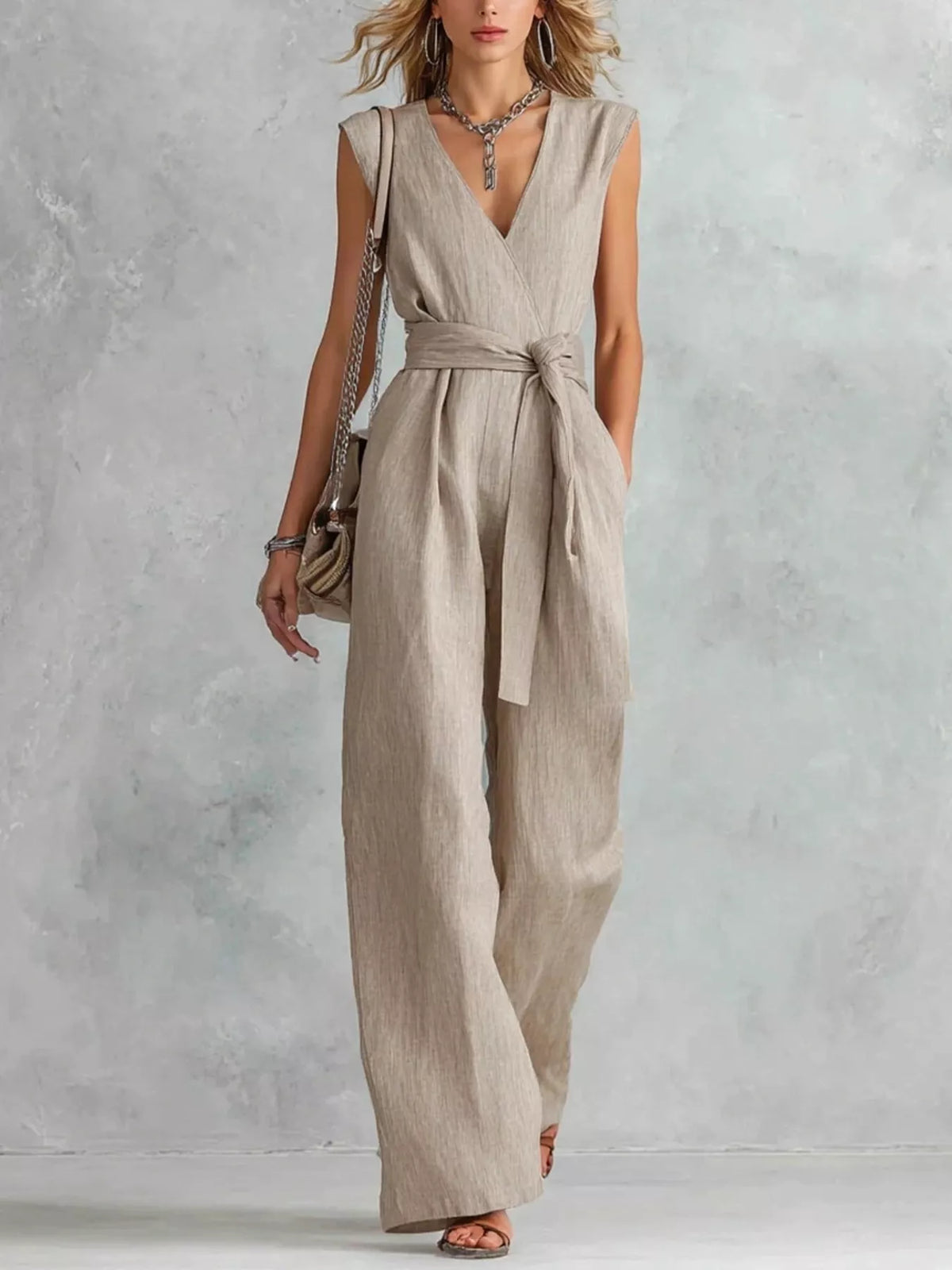 Sleeveless Wide Leg Jumpsuit
