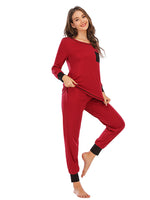 Round Neck Top and Pants Lounge Set - Ladyez