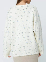 Ribbed Hem Floral Long Sleeve Sweater