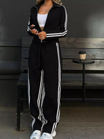 Striped Zip Up Top and Pants Set