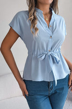 Tie Waist Button-Down Shirt