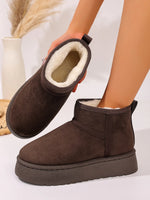 Platform Winter Ankle Boots with Cozy Fleece Lining - Ladyez