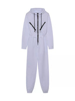Hooded Zip-Up Long Sleeve Jumpsuit