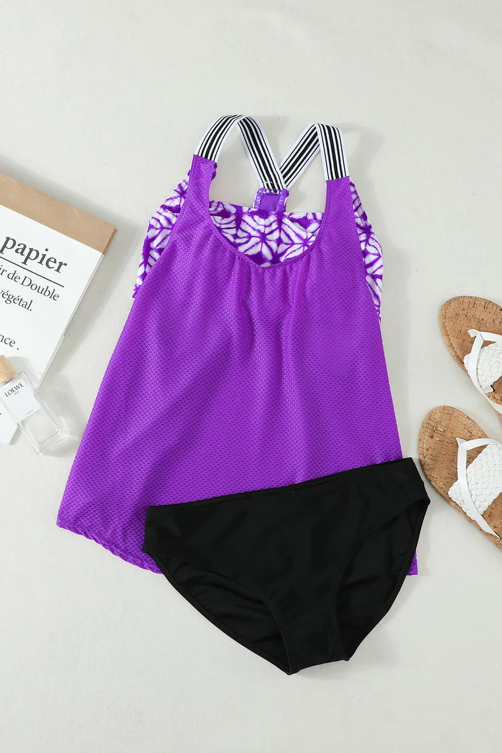 Scoop Neck Wide Strap Tankini Set - Ladyez