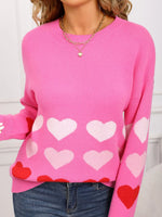Valentine's Day Heart Pattern Crew Neck Sweater