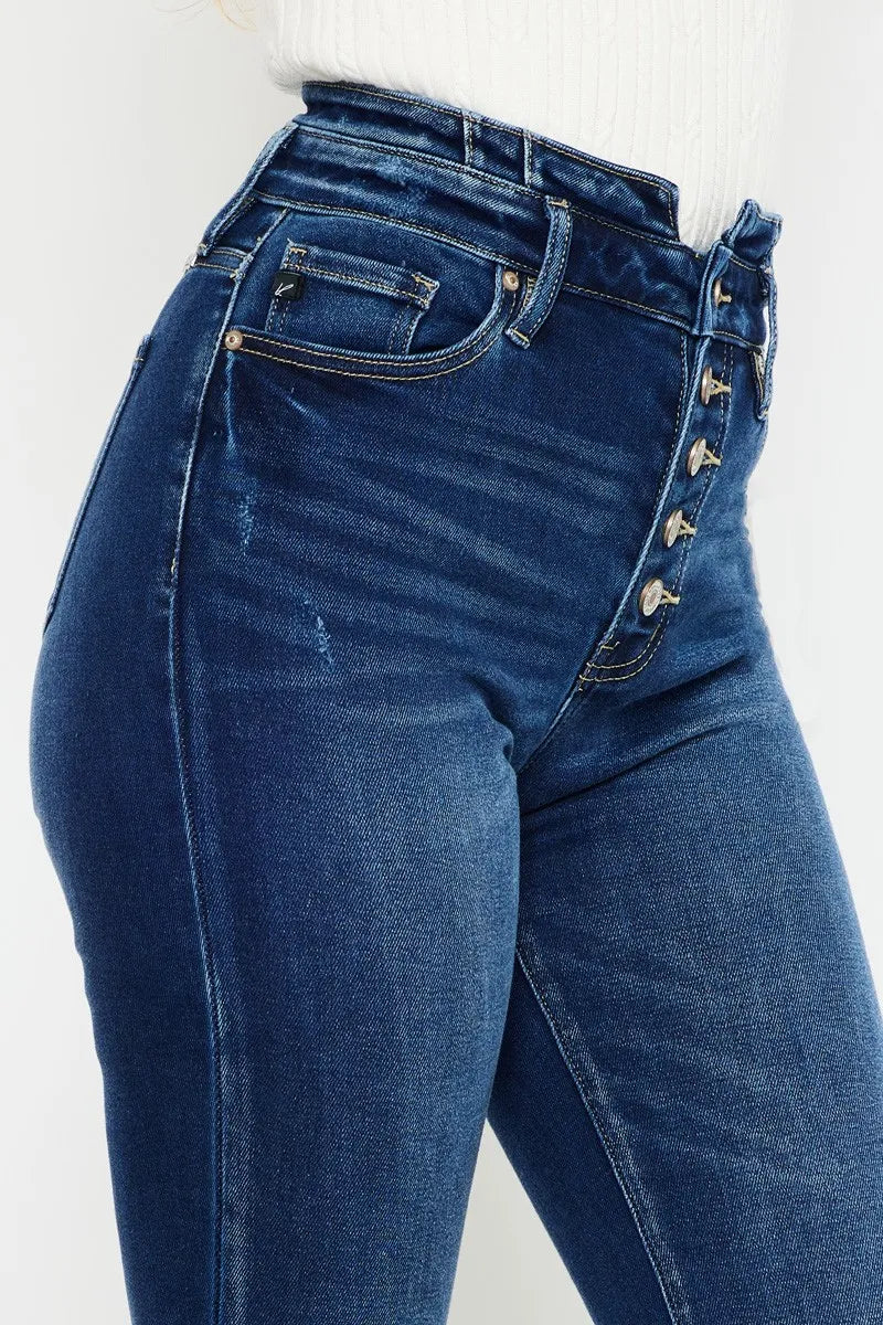 Kancan Button Fly High Rise Flare Jeans - Ladyez