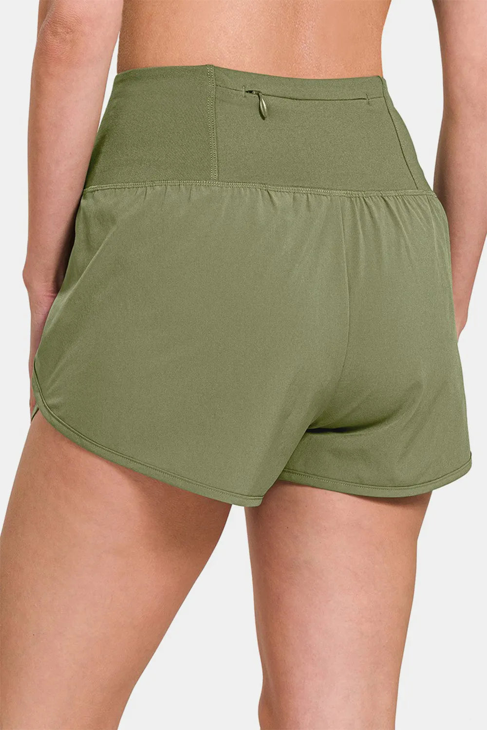 Zenana High-Waisted Zippered Back Pocket Active Shorts - Ladyez