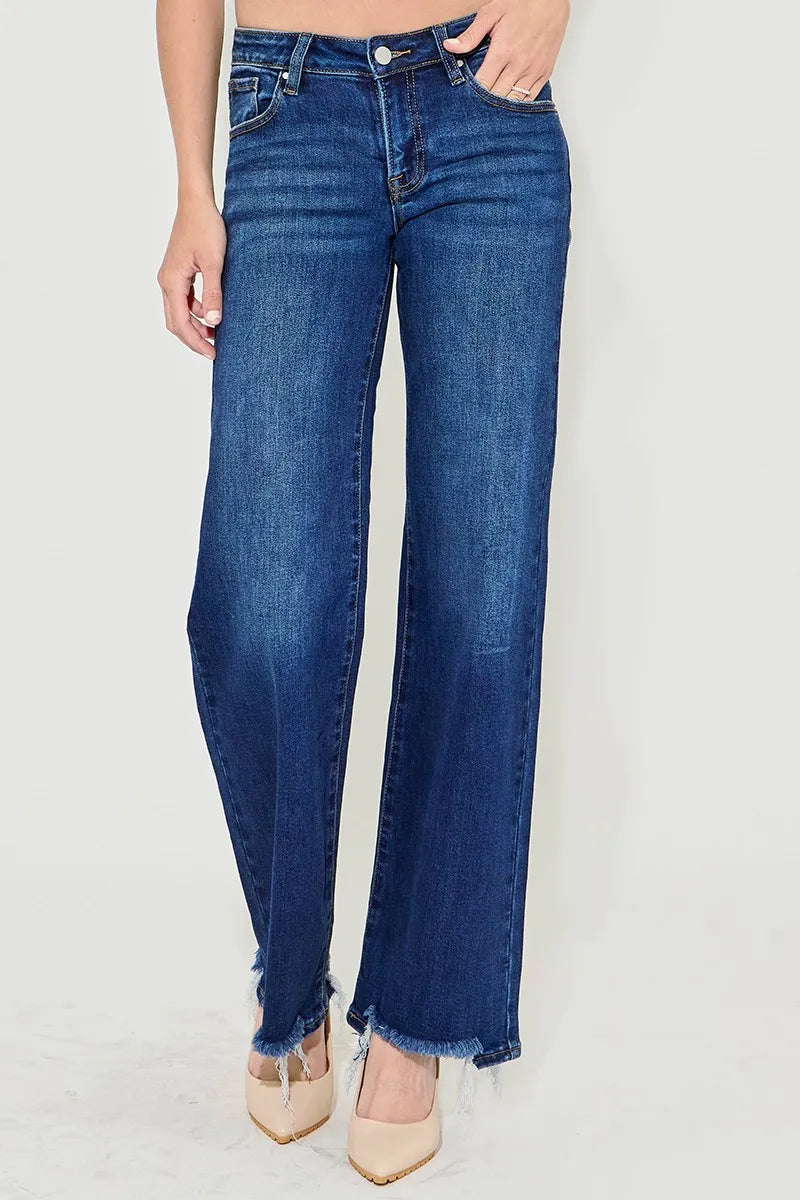 RISEN Full Size Low Rise Wide Leg Jeans Plus Size - Ladyez