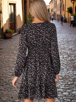 Floral V-Neck Balloon Sleeve Dress