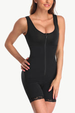 Full Size Zip-Up Lace Detail Shapewear - Ladyez