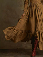 V-Neck Long Sleeve Ruffle Hem Dress