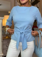 Full Size Tied 3/4 Sleeve Top Plus Size