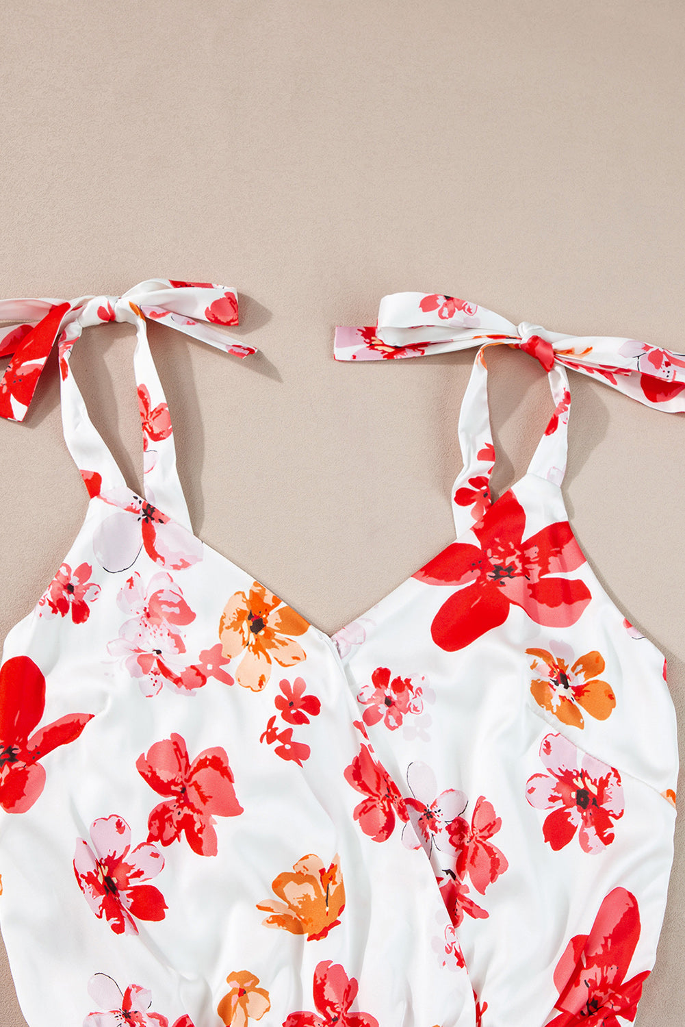 Tied Printed Surplice Sleeveless Bodysuit - Ladyez