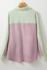 Color Block Corded Button Up Shacket